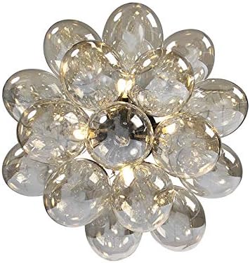 Qazqa - Design Deckenleuchte I Deckenlampe I Lampe I Leuchte schwarz mit Braunglas 4-flammig Lampen - Uvas I Wohnzimmer I Schlafzimmer - Kugel I Kugelförmig - LED geeignet G9