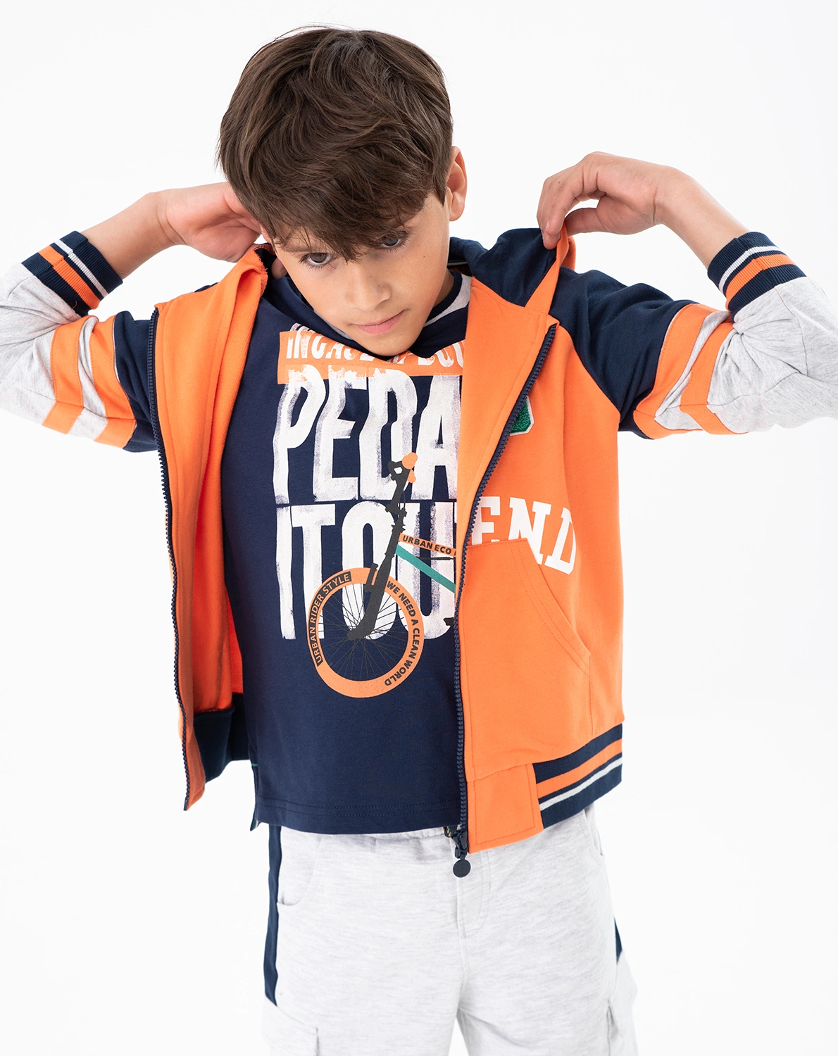 Kapuzen-Sweatjacke in orange