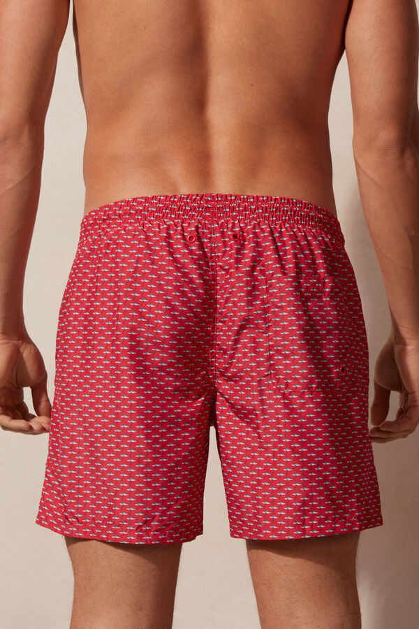 Maiô boxer com estampa de microtubarões