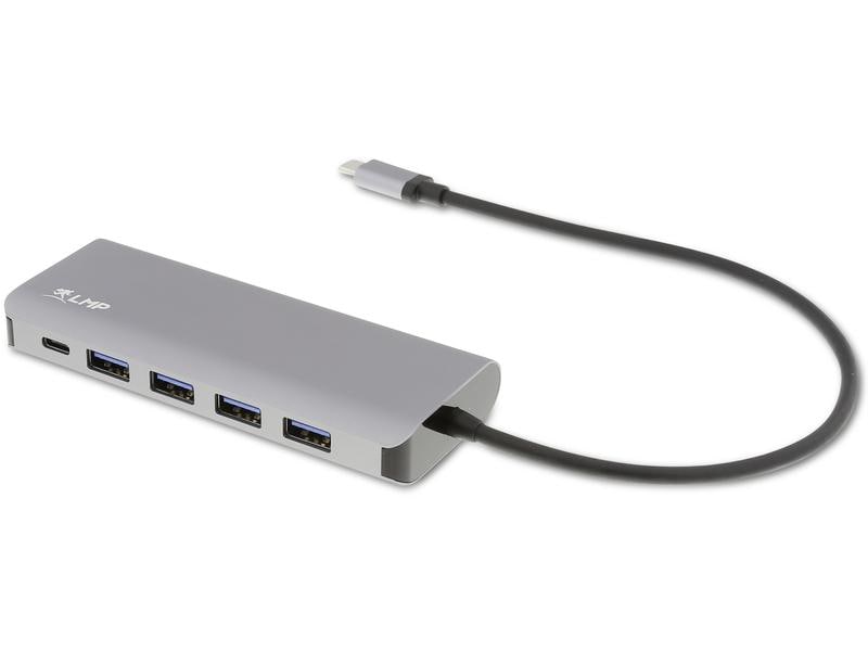 LMP USB-Hub USB Type-C – USB-A 3.0, USB -C Grau USB-Hub mit 3x USB-C und 4x USB-A Eingängen