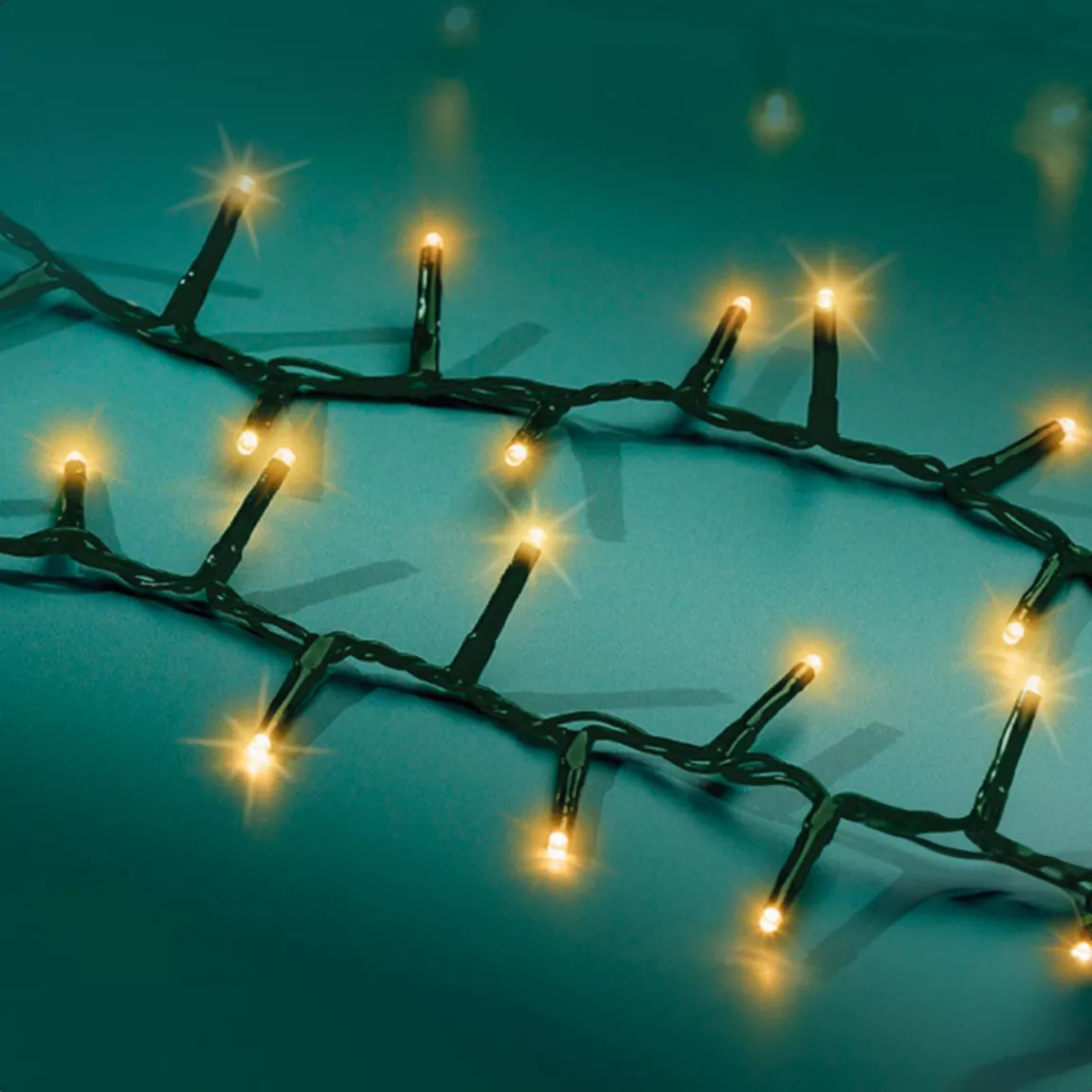 Guirlande lumineuse 16 m 750 LED câble vert Luxe Blanc chaud doré