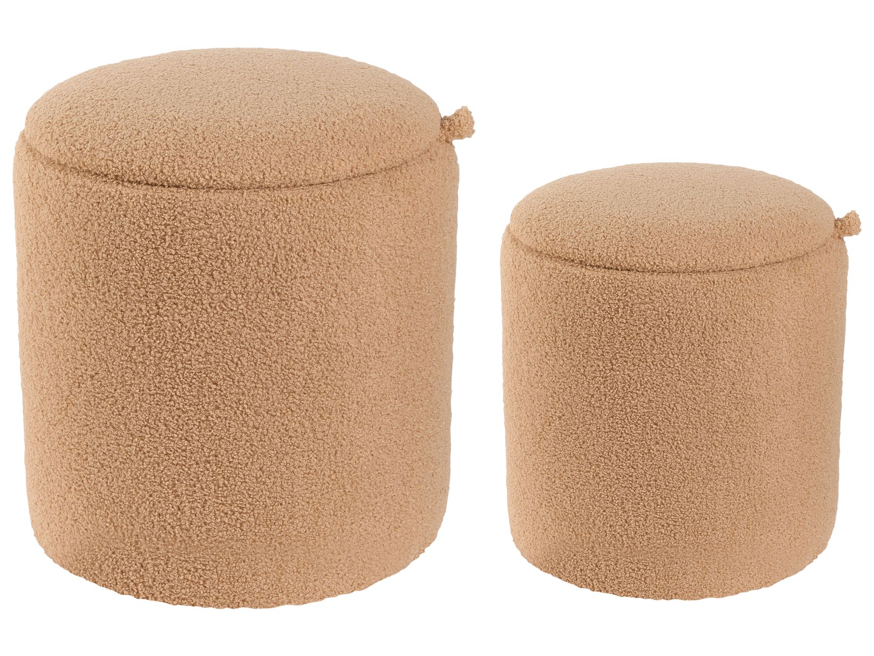 Set van 2 opbergpoefs BEREA Bouclé Lichtbruin