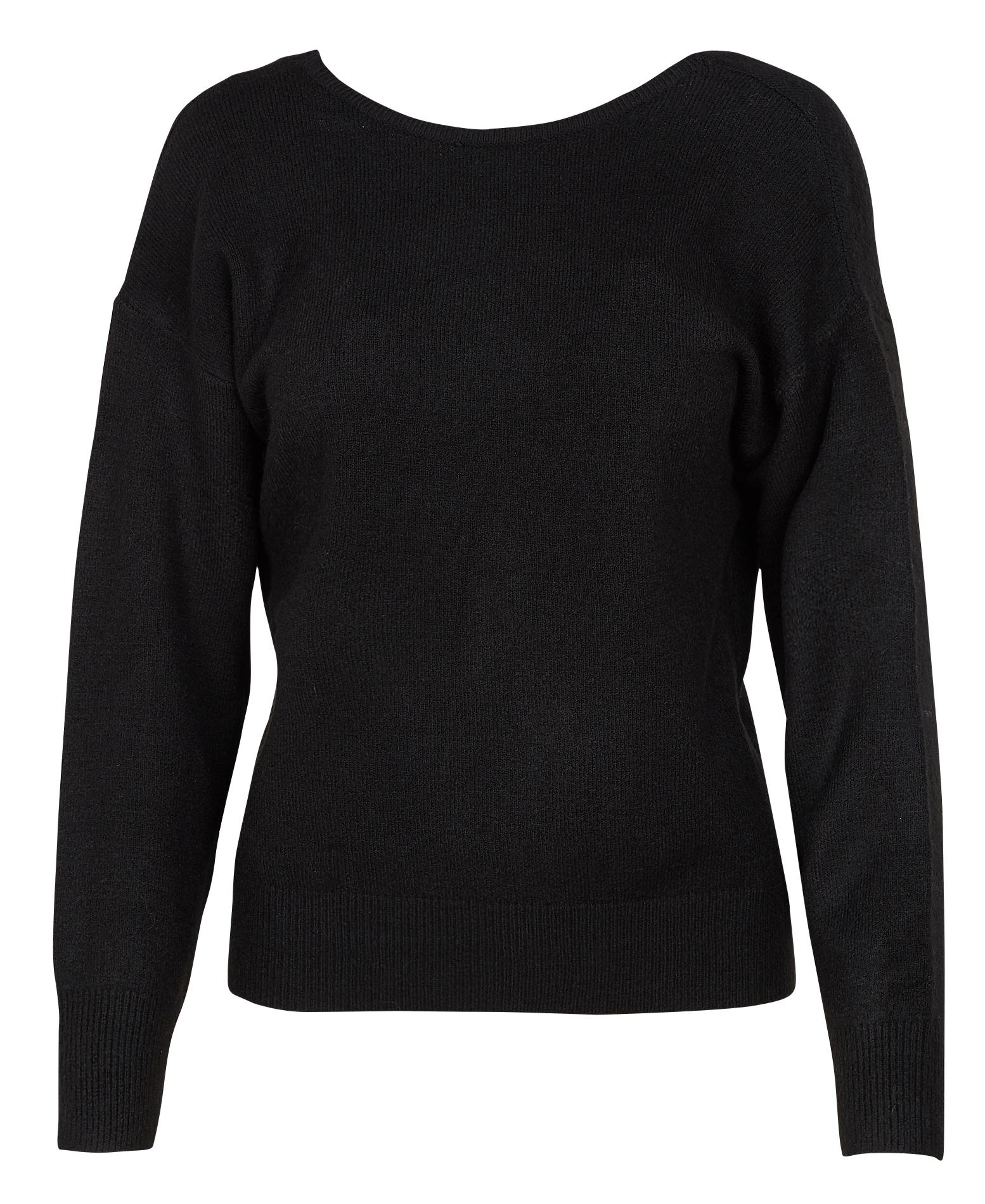 Pull col rond en maille mélangée| Noir