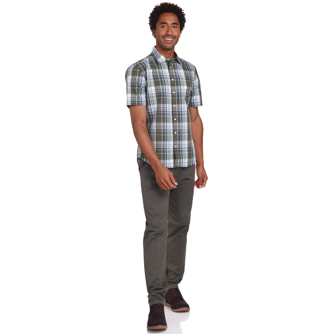 Herren Hemd mit Karo-Muster oliv