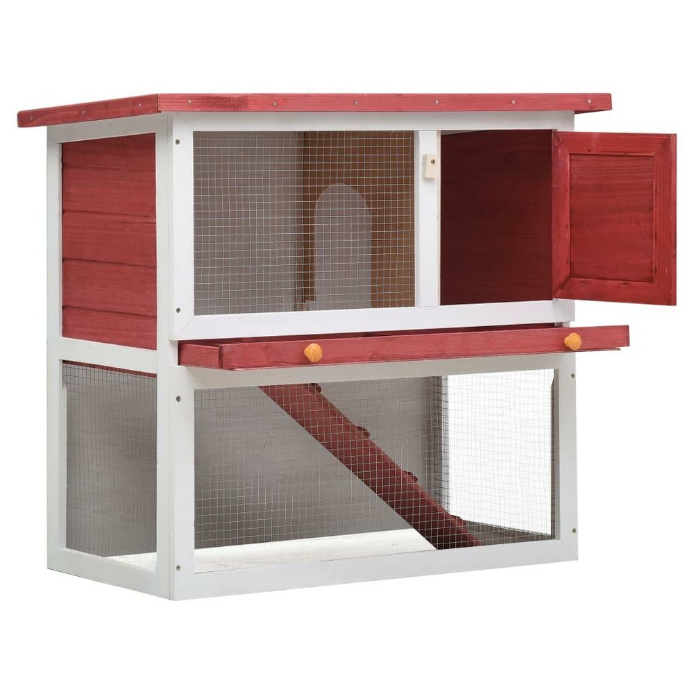 Clapier d'extérieur 1 porte 90 x 45 x 80 cm rouge bois