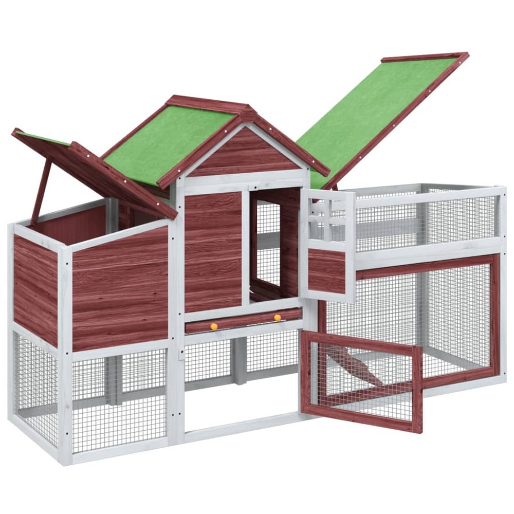 Poulailler moka 186,5x58,5x113 cm bois massif de pin
