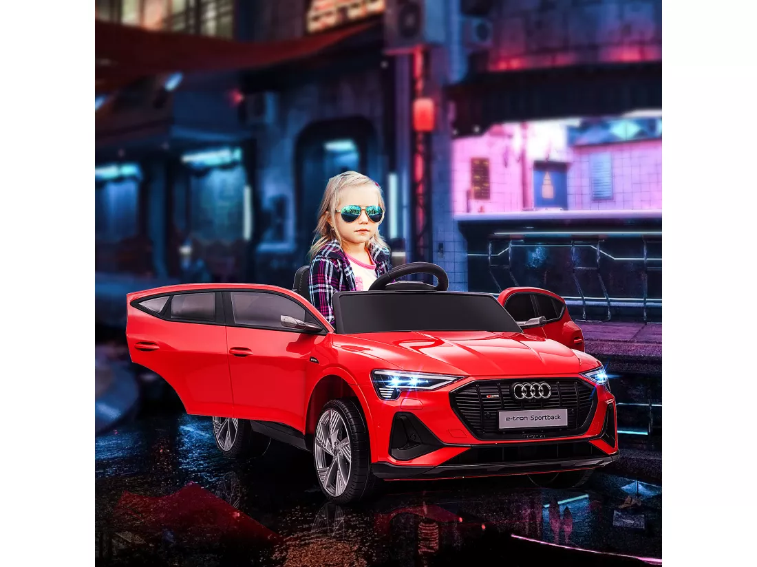 Voiture véhicule électrique enfant e-tron Sportback S line 12 V - V. max. 8 Km/h - effets sonores, lumineux - télécommande, port USB, MP3 - rouge