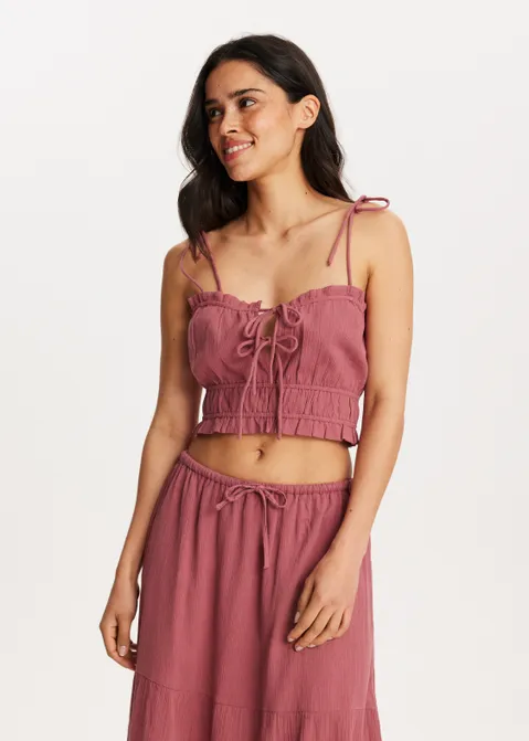 Top met geplooide details paars (MAUVE.L)