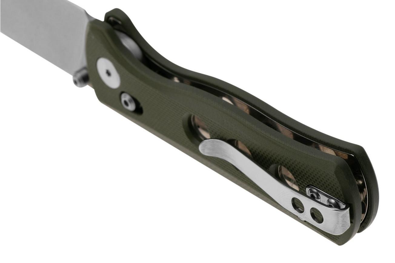 QSP Knife Canary Glyde 150GL-B1 Stonewashed 14C28N, Green G10, zakmes