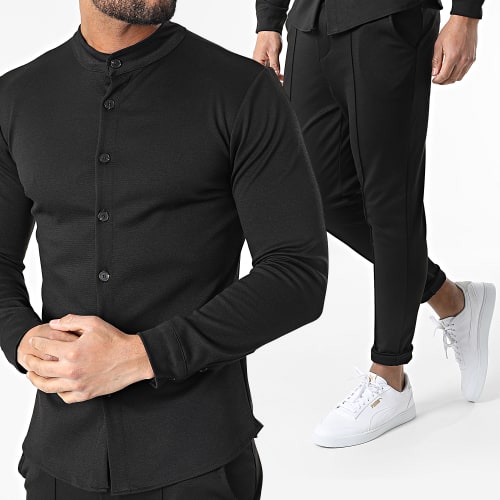 Ensemble Chemise Manches Longues Pantalon Noir