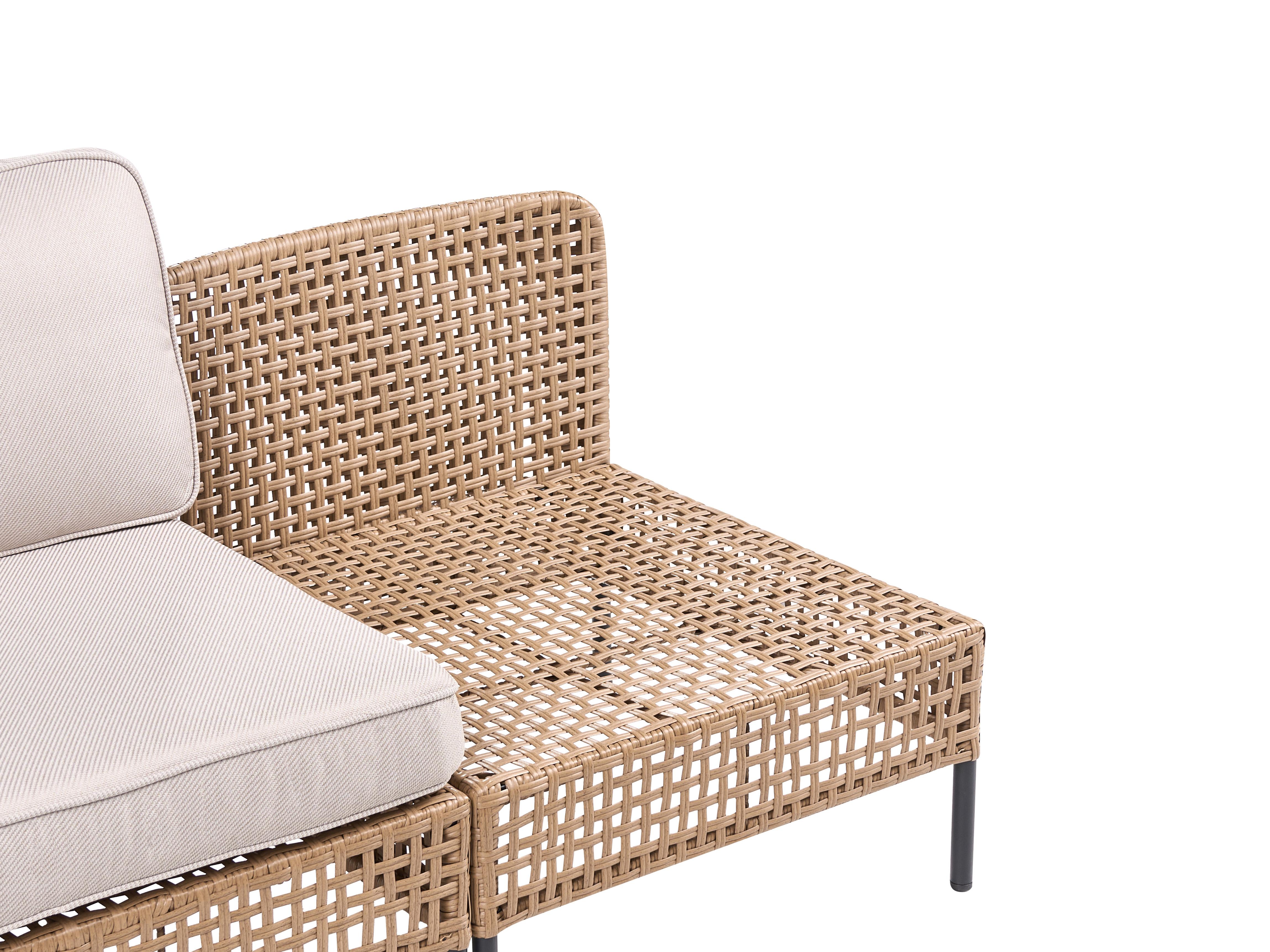 Tuin loungebank 2-zits OMEGANA zonder armsteunen PE rotan Lichtbeige