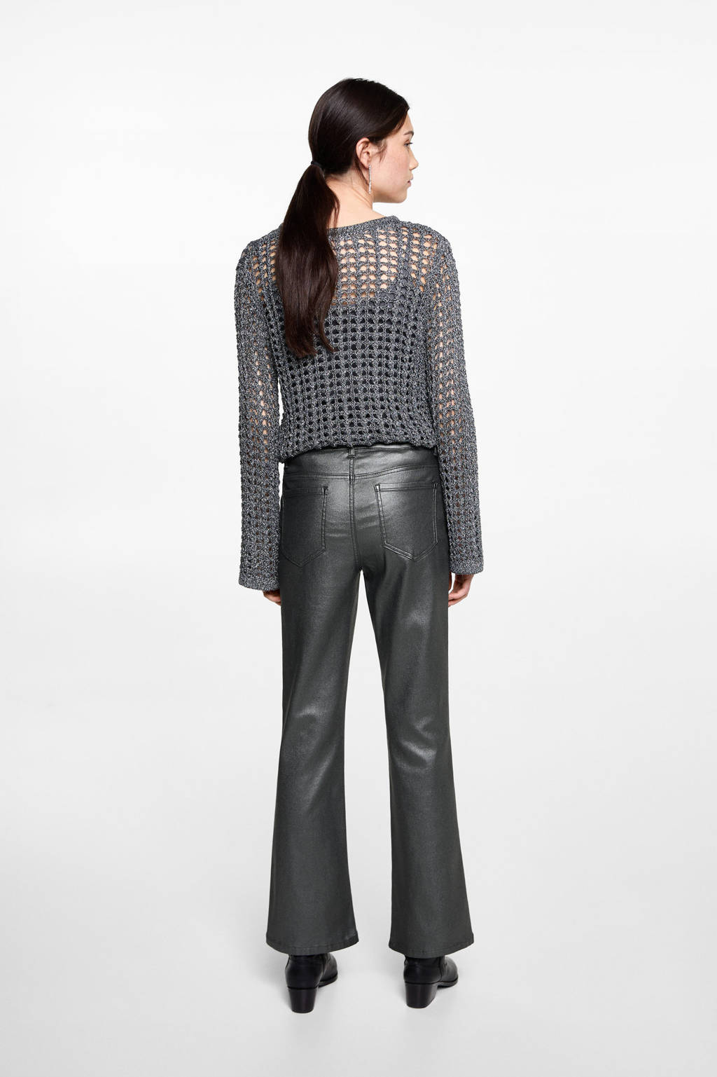 MANGO TEEN bootcut casual broek grijs