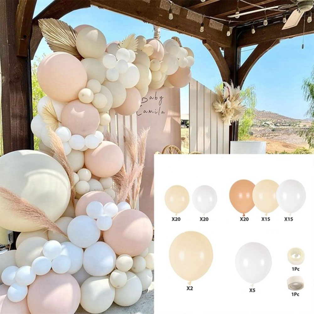 (99-tlg. Set) Party Deko Ballons Latex Luftballons - Rosa / Beige / Weiss