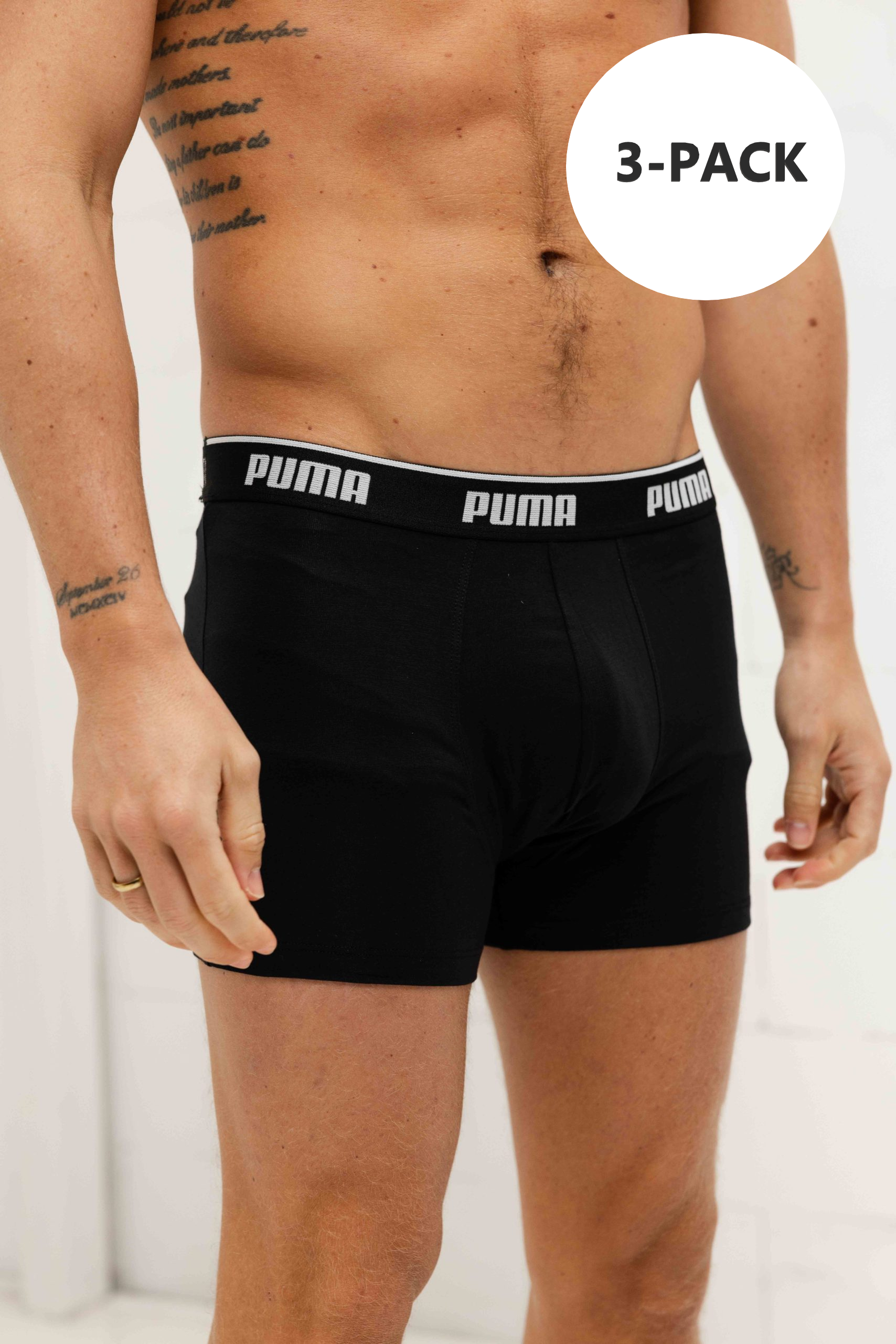 Puma Everyday Basic Boxershort Heren 3-Pack Zwart/Wit