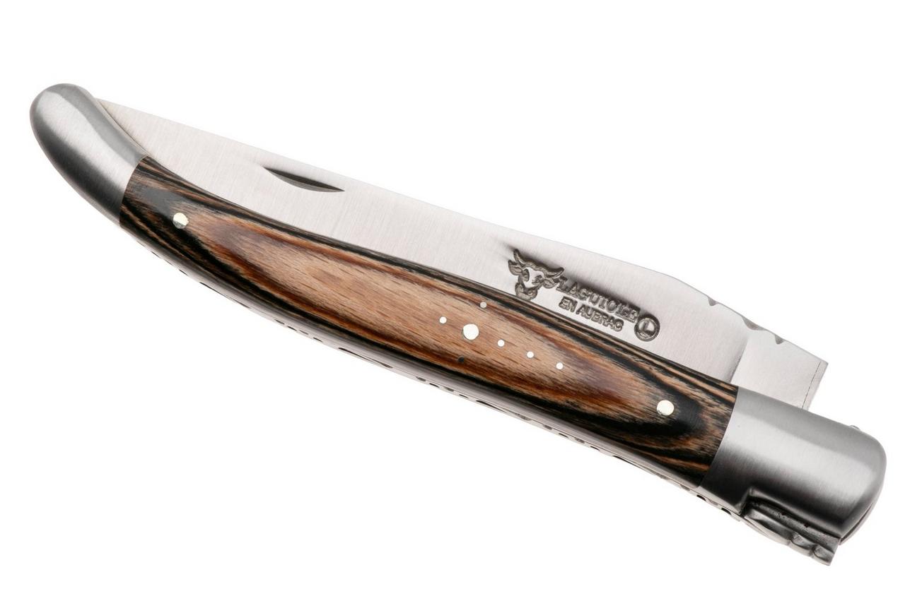 Laguiole en Aubrac Brown Pakkawood, Matt Bolsters, zakmes, 12 cm