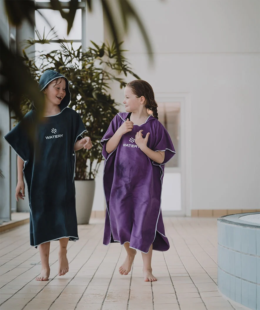 Watery badeponcho til junior - Microfiber - Lilla