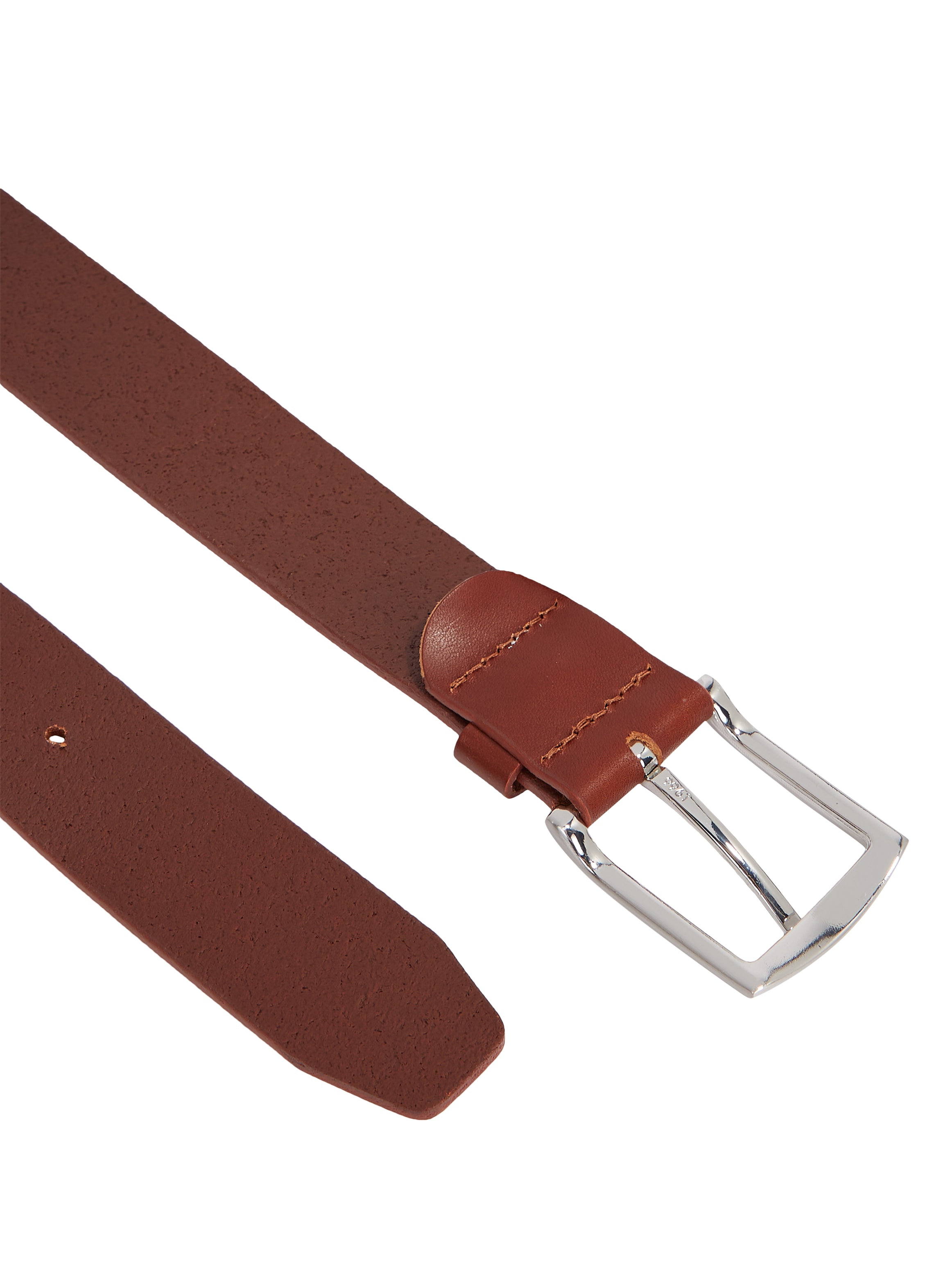 Tommy Hilfiger Ledergürtel »DENTON 3,5 cm breit«, Robuster Ledergürtel mit Flag-Label, silberne Schnalle, verstellbar