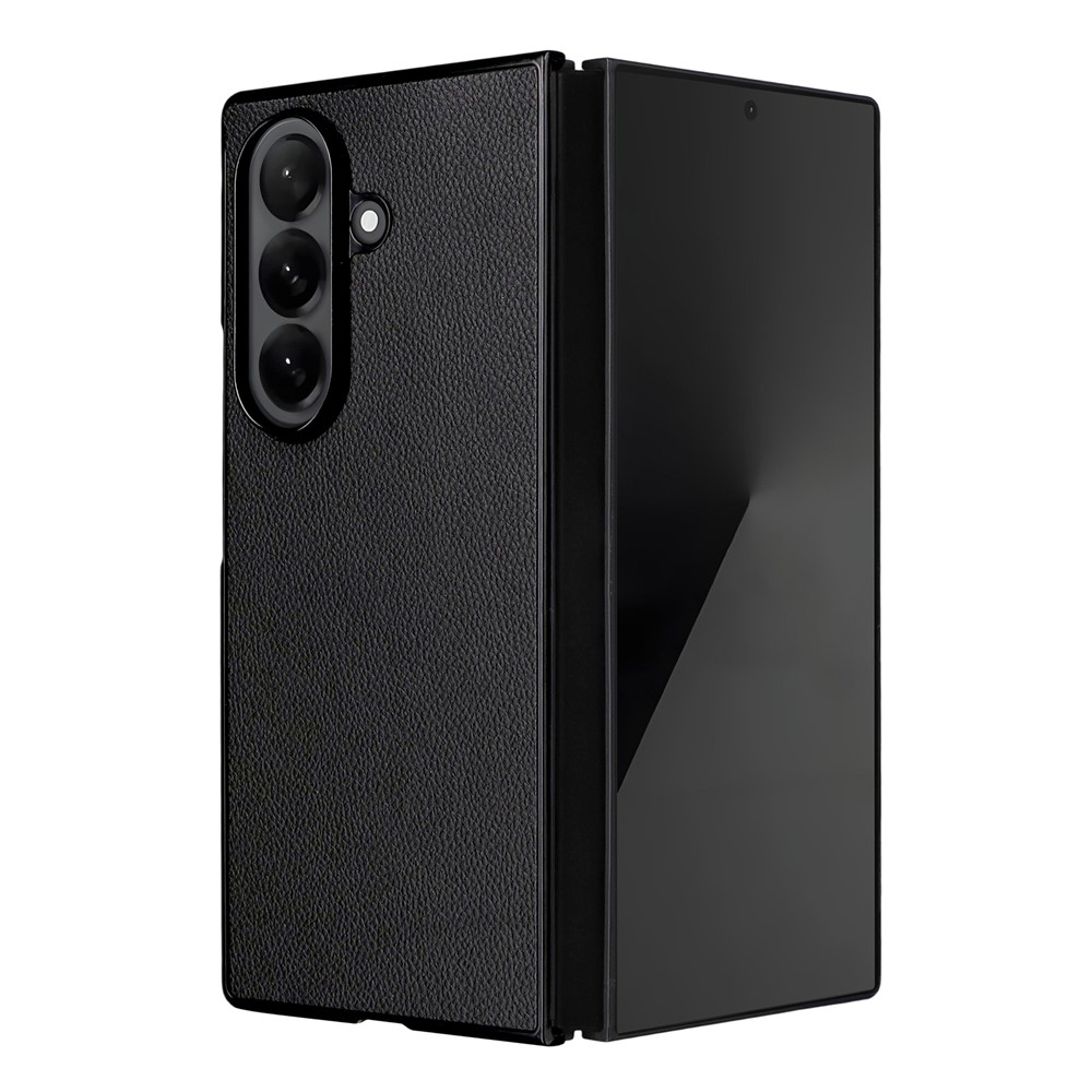 Samsung Galaxy Z Fold7 Hardcase Schutzhülle Litchi Look - Schwarz
