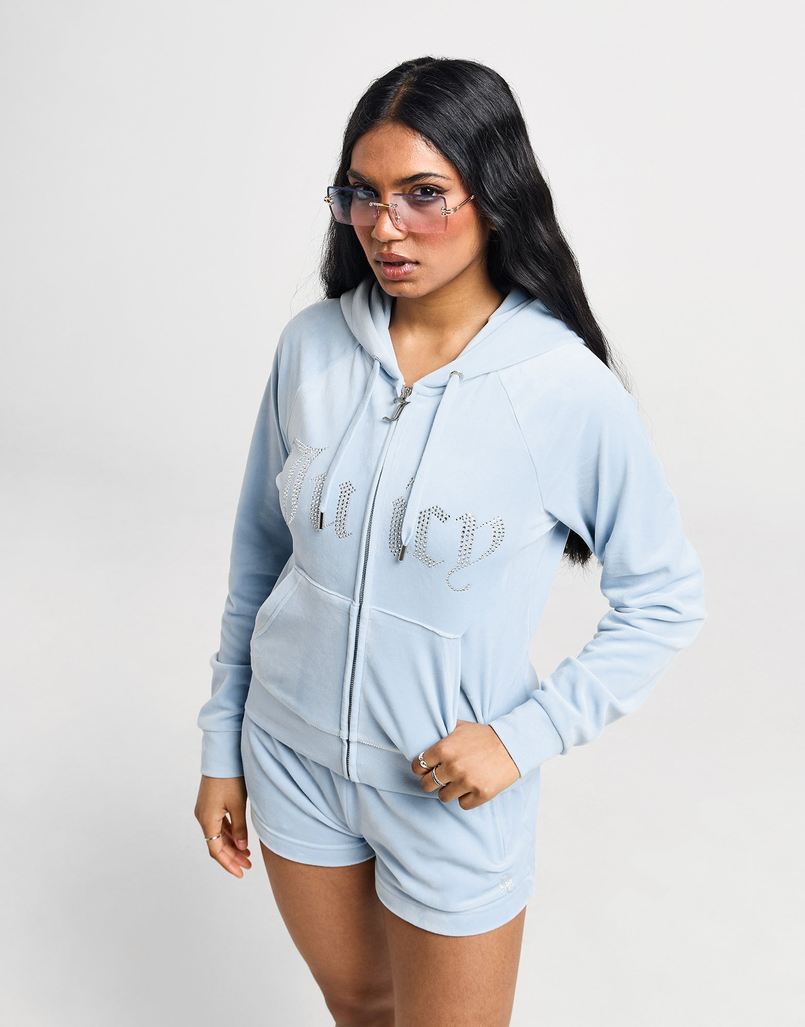 JUICY COUTURE Sweat à capuche Diamante Zippé en Velours Femme