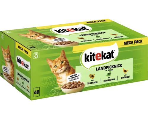 Kitekat natvoer voor katten multipack Country Picnic in saus met kalkoen, konijn, gevogelte 48 x 85 g