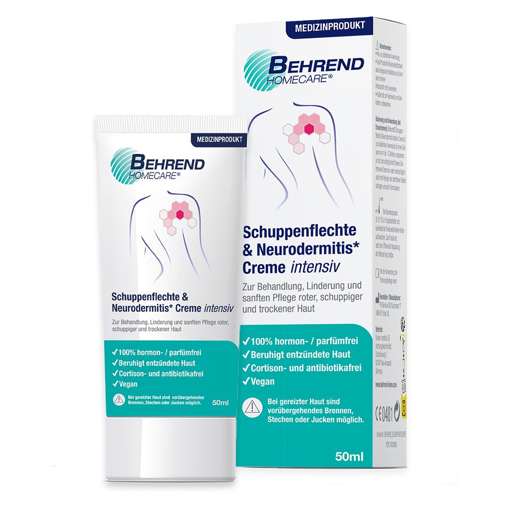 Behrend – Schuppenflechte & Neurodermitis Creme bei geröteter, trockener & schuppiger Haut – Psoriasis & Ekzem Salbe reduziert den Juckreiz & beruhigt entzündete Haut