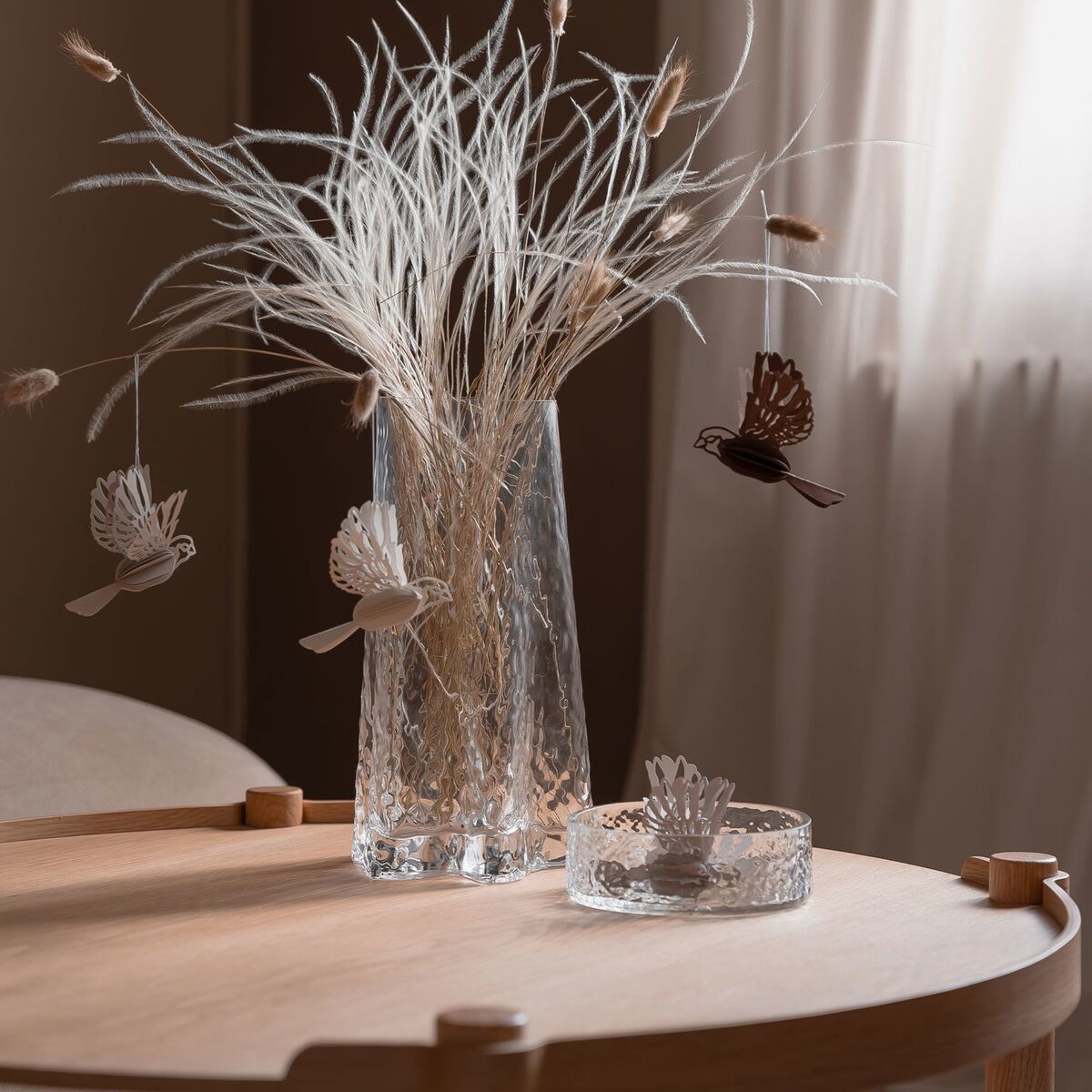 Paper Bird ornament 2-pack, coffee