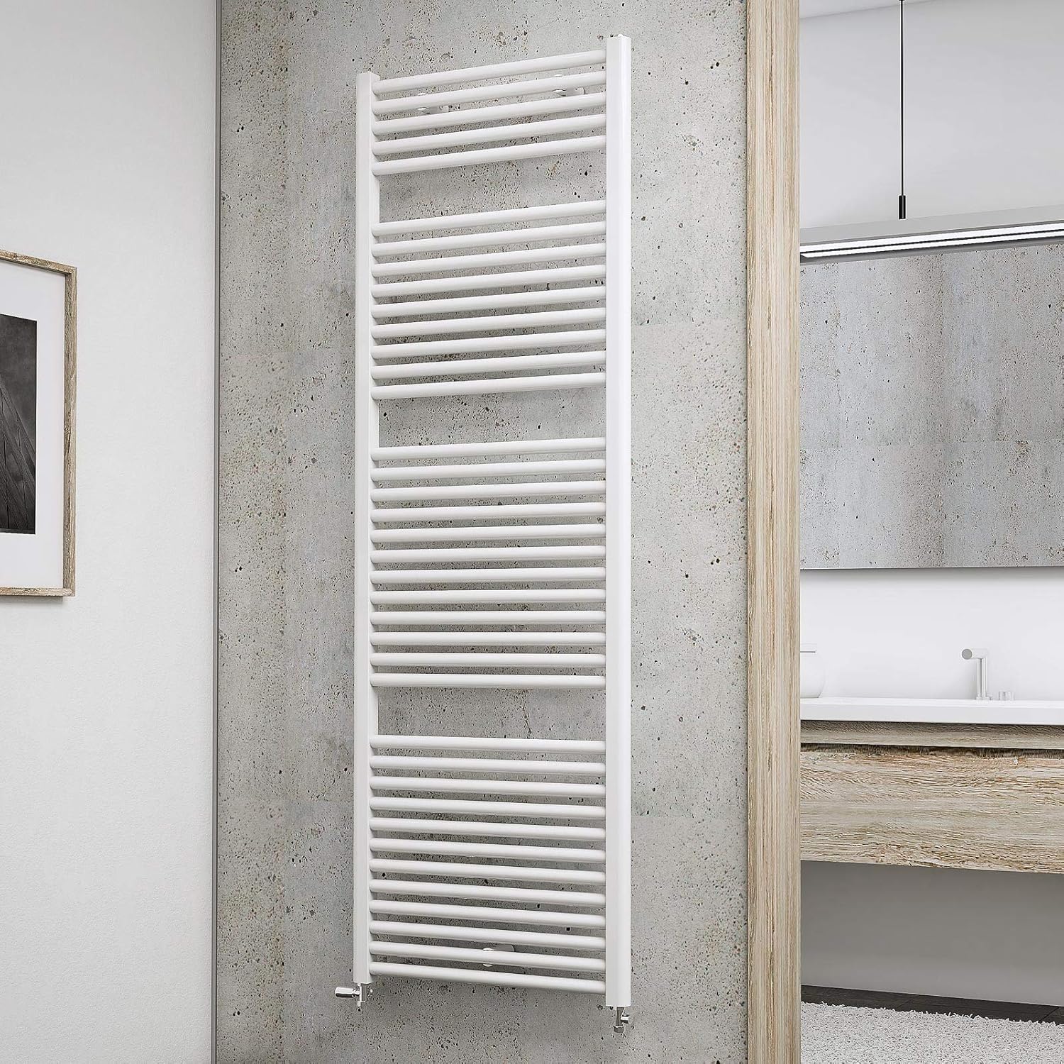 Schulte Badheizkörper München, 177 x 60 cm, 1129 Watt Leistung, Anschluss unten, alpinweiß, Designheizkörper, EP18060 04
