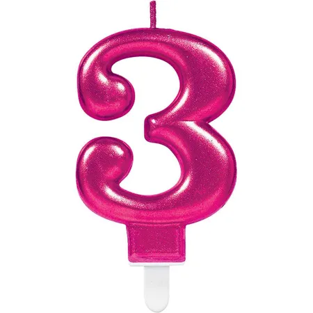 amscan Zahlenkerze 3 Sparkling Celebrations pink