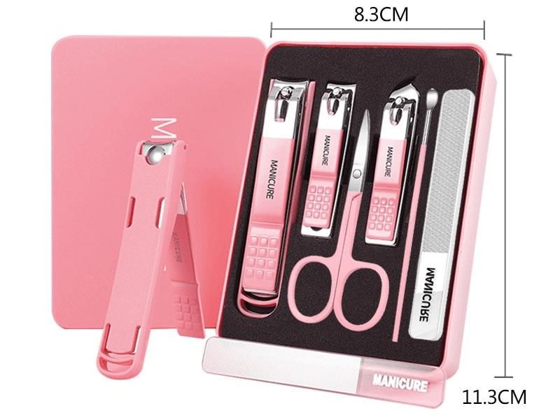 Showroom - Set van 6: Nagelknipper van roestvrij staal + make-upschaar + nagelvijl + oorstokje