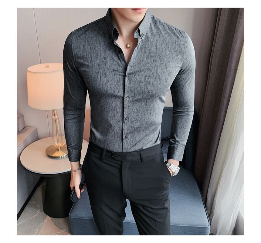 Deepwood - Slim Fit overhemd met lange mouwen en effen pasvorm