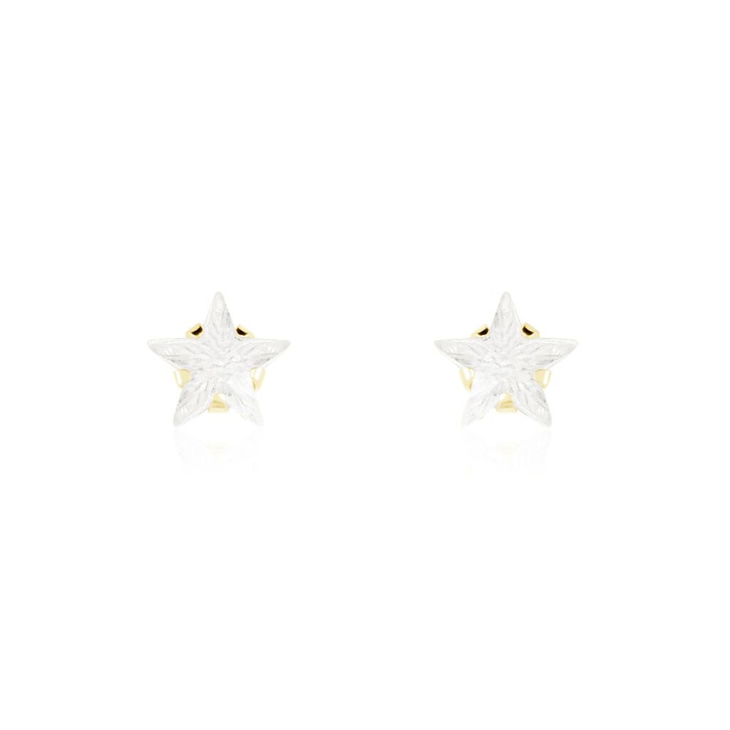 Boucles D'oreilles Puces Elais Etoile Or Jaune Oxyde De Zirconium