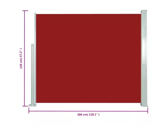 Auvent latéral rétractable 120 x 300 cm Rouge