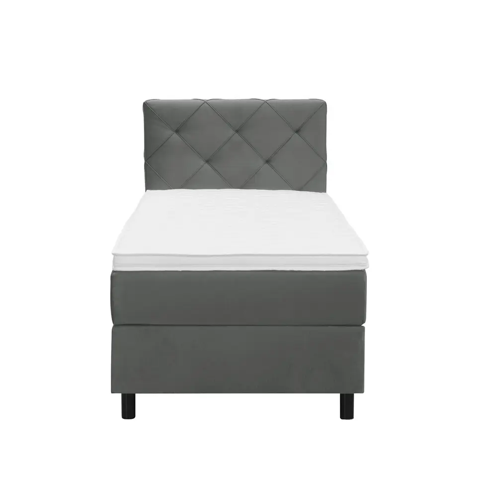 Boxspring Liv geruit - grijs - 90x200 cm - ronde poot