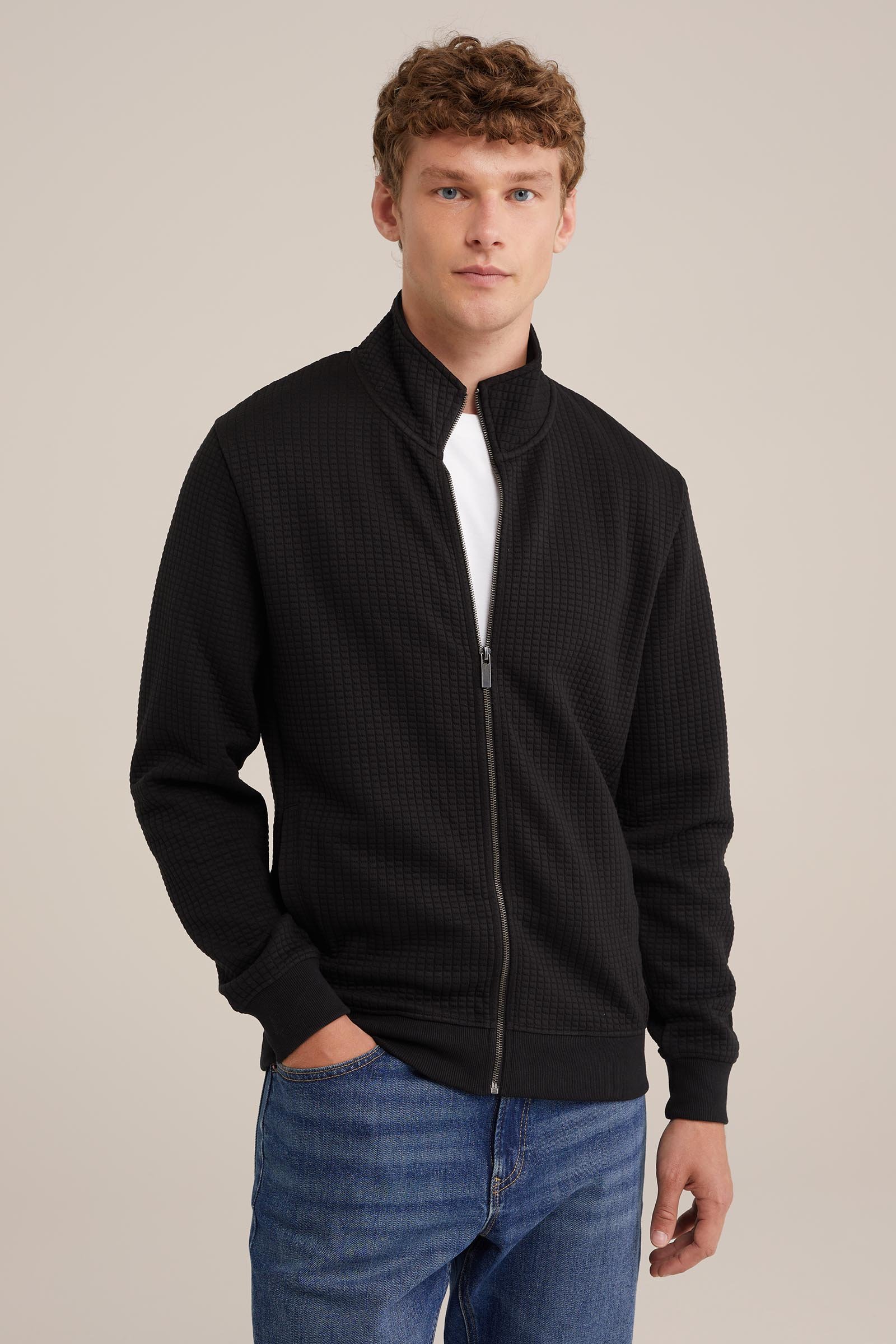 vest met structuur WE Fashion Zwart