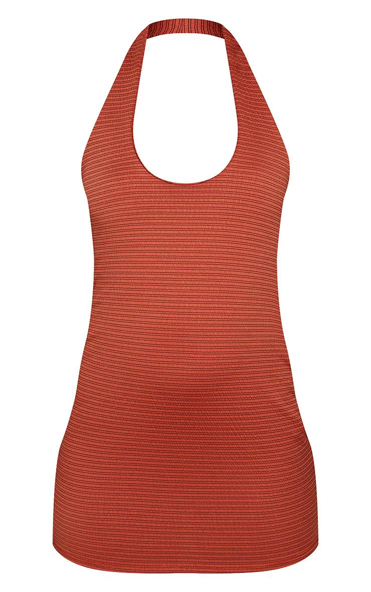 Rouille Robe Moulante À Rayures Avec Encolure Dos-nu