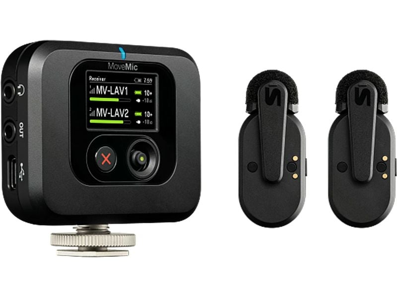Shure MoveMic Two Receiver Kit Set mit zwei Funk-Ansteckmikrofonen und Empfänge
