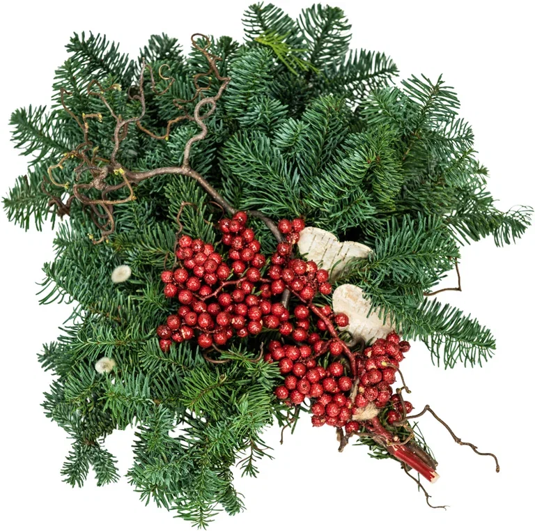 Gravbukett Nobilis og bær Ø35 cm
