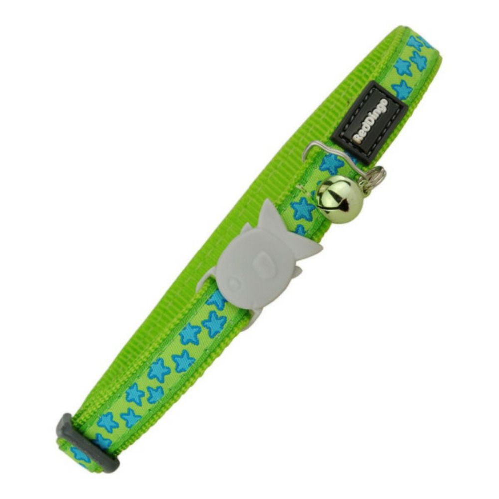 Collier pour chat style vert etoiles (1,2 x 20-32 cm)