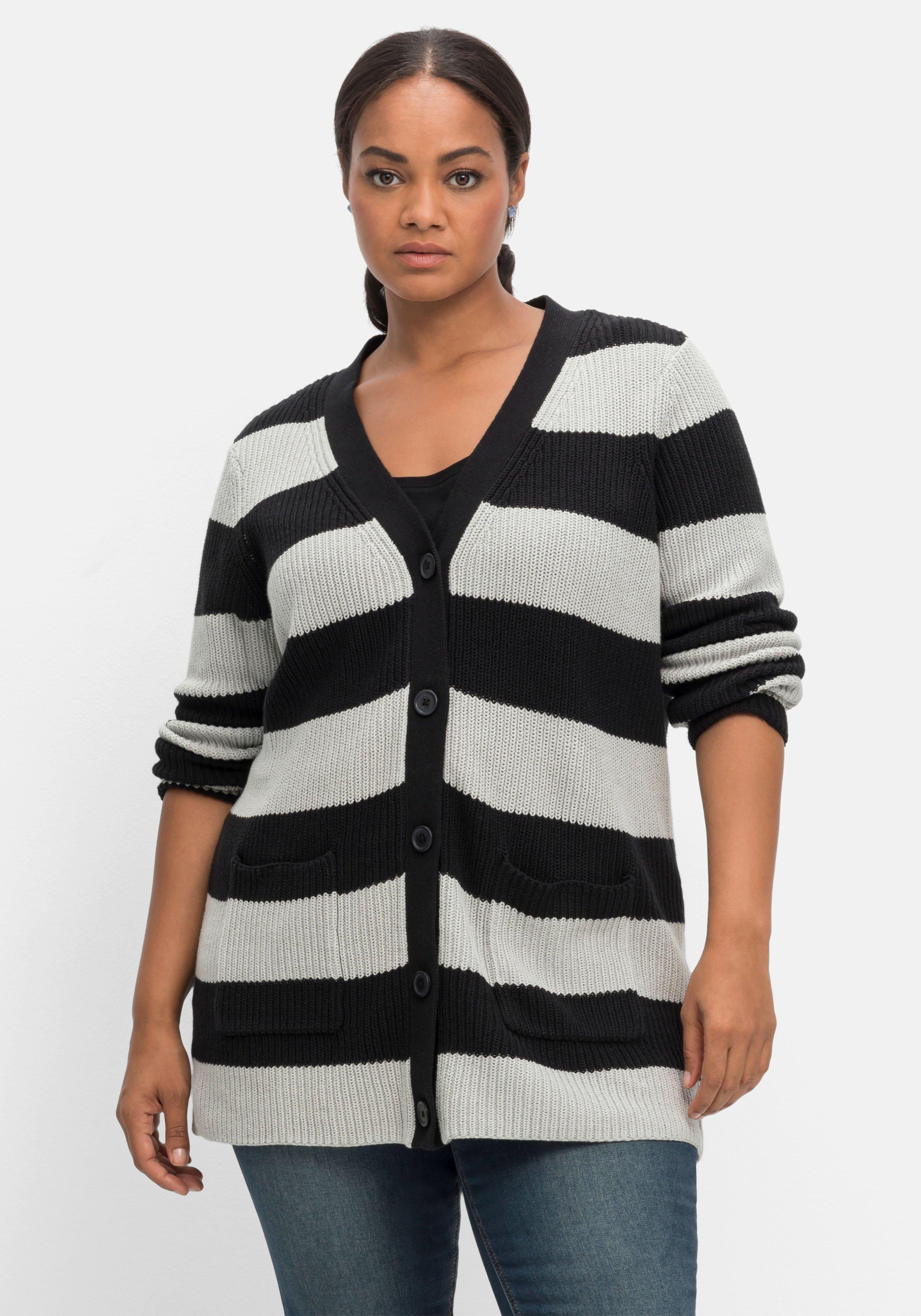 Strickjacke im Colourblocking, aus weicher Baumwolle