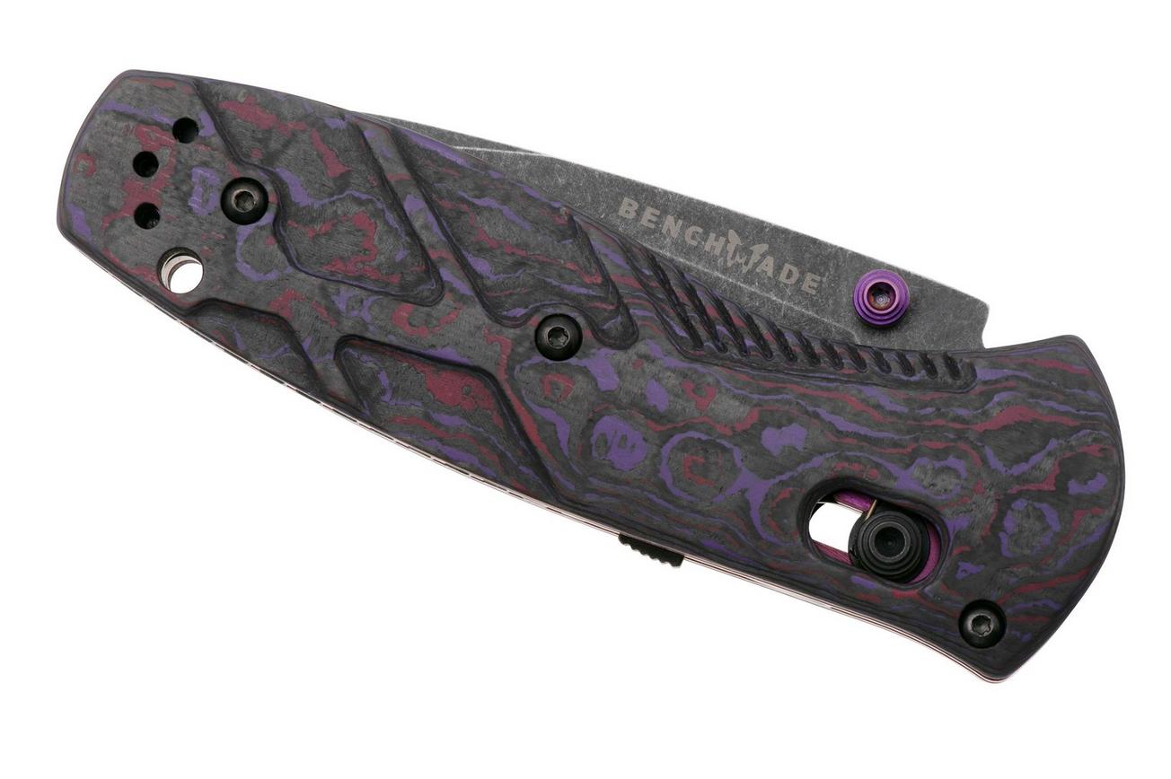 Benchmade Mini Barrage 585BK-251 Black DLC Battlewash CPM S90V, Purple Haze FatCarbon, Gold Class 2025 Limited Edition, zakmes