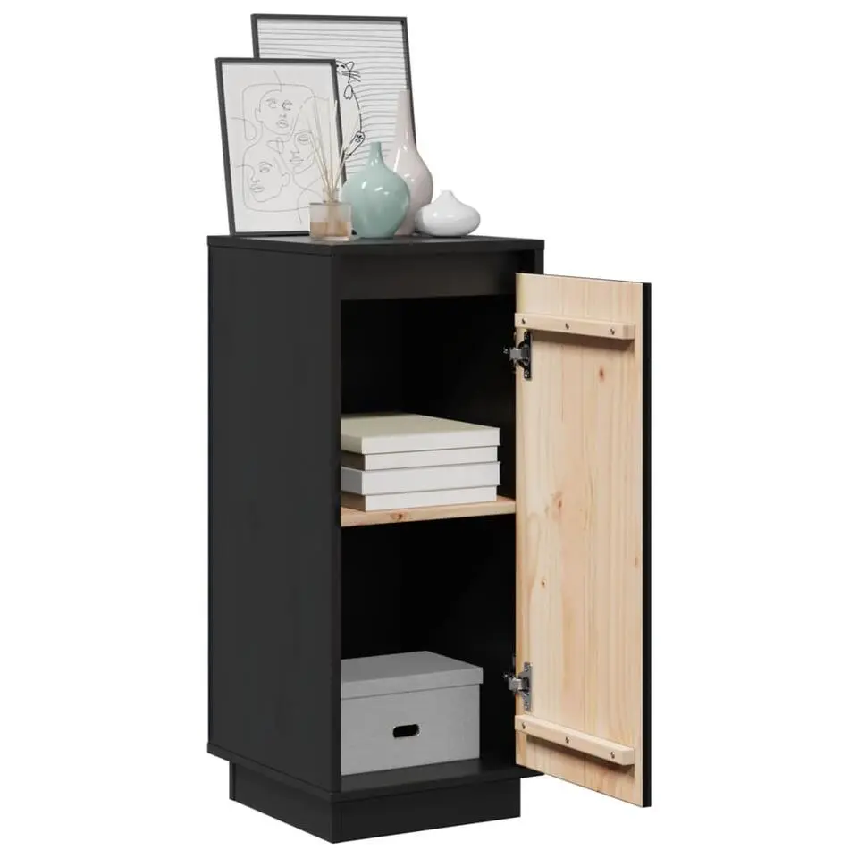 vidaXL - Dressoir - Zwart - Grenenhout - 2 stuks
