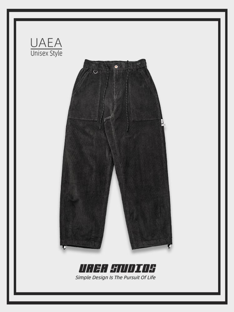 Chuoku - Corduroy broek met trekkoord in de taille, losvallend