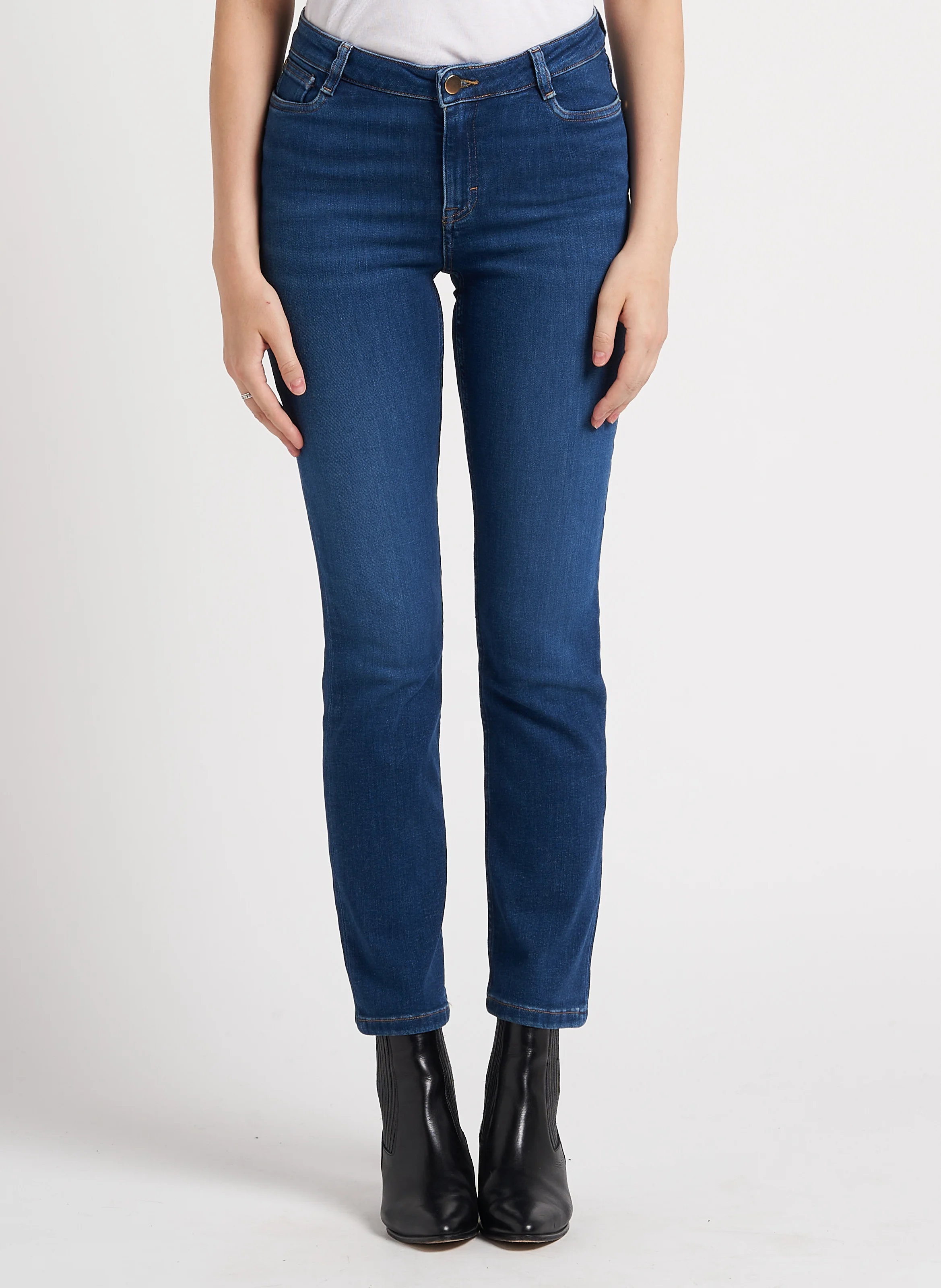 SONIA - Jean slim délavé en coton mélangé | Bleu