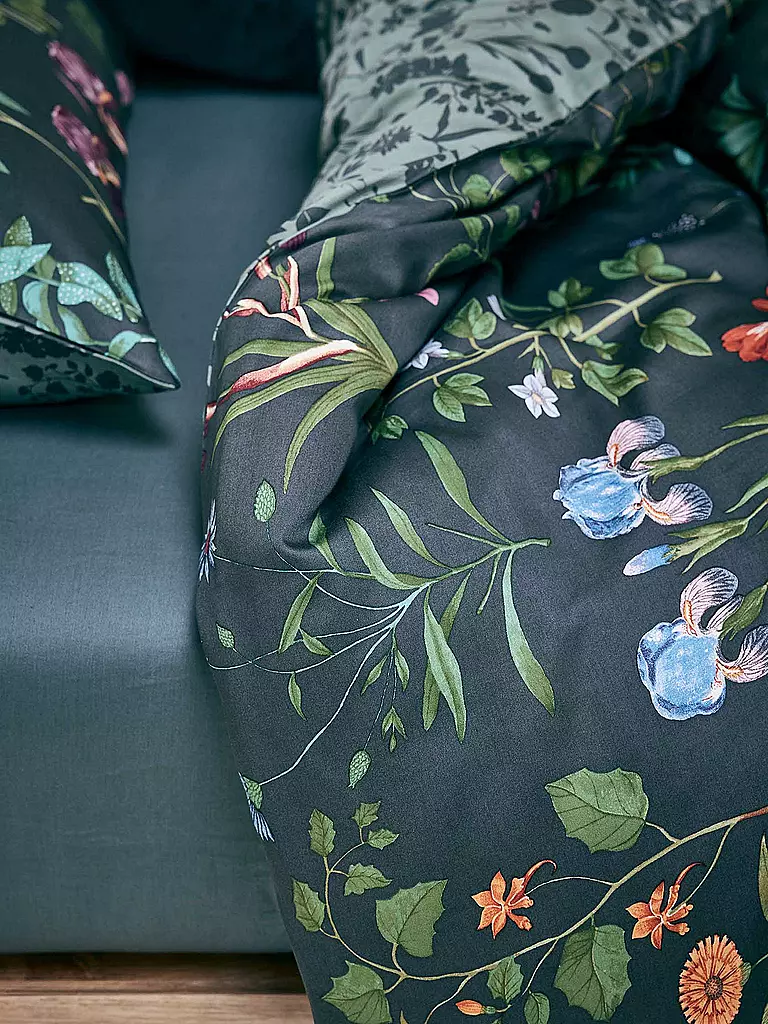 ESSENZA Satin-Bettwäsche MARIGOLD 70x90cm/140x200cm Slate Grey  petrol