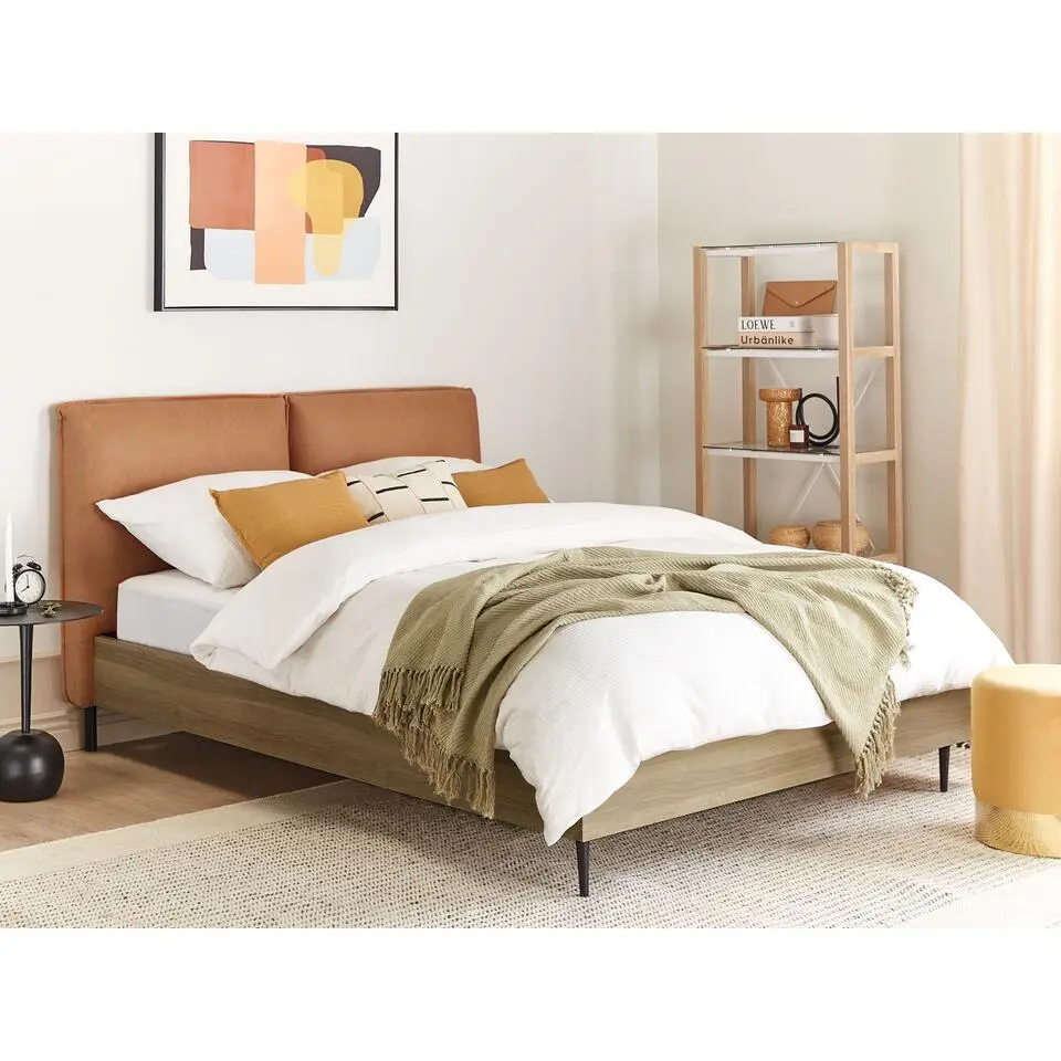 LIMANTON - Bed - Goudbruin - 140 x 200 cm - Kunstleer