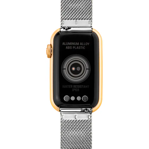 Relógio inteligente TOUS T-Band Mesh com pulseira de aço e caixa de alumínio na cor dourada IPG.