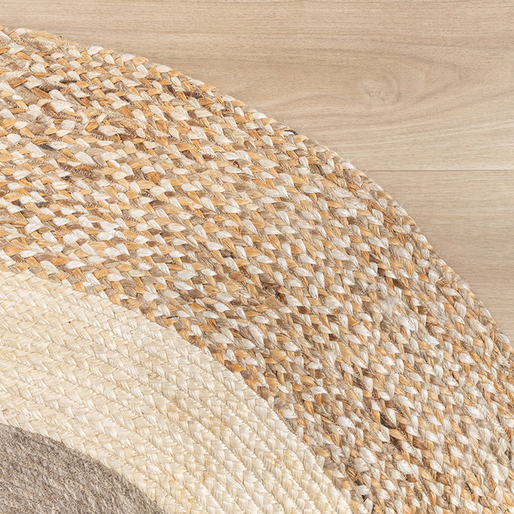 Rond Jute vloerkleed - Mirai Border Wit/Melange