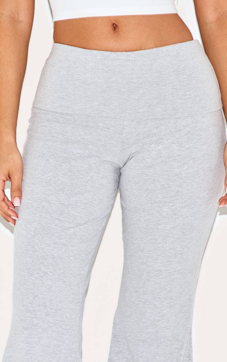 Gris Chiné Pantalon Évasé Petite En Coton Avec Détail Plissé