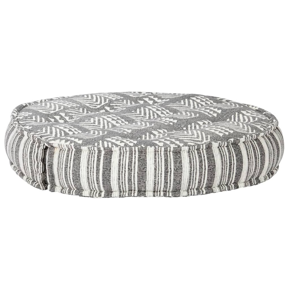 Pouf 100x20 cm gris rayé tissu