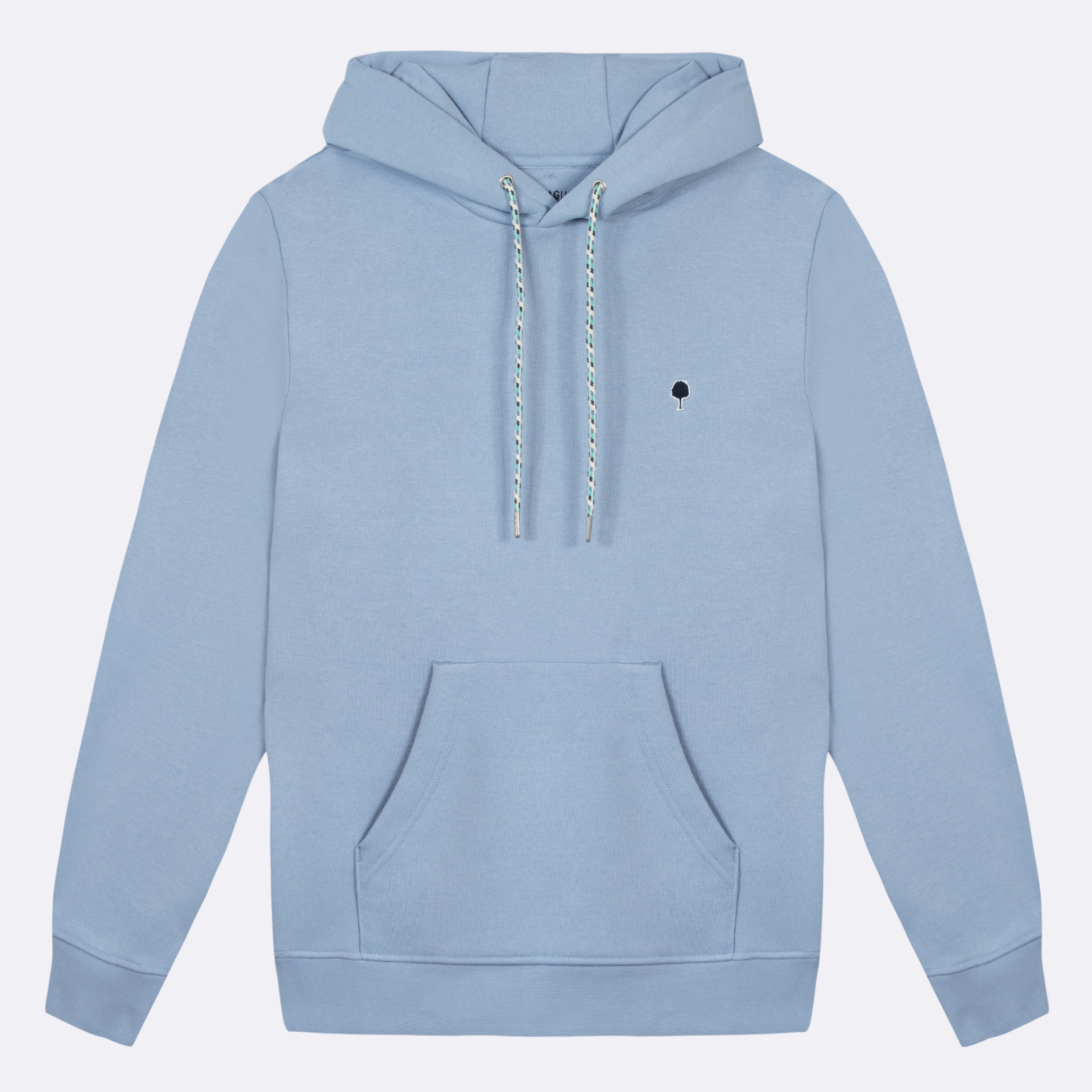 Sweat à capuche bleu clair coton et coton recyclé - modèle dirac
